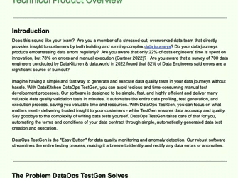 DataOps TestGen – Technical Product Overview