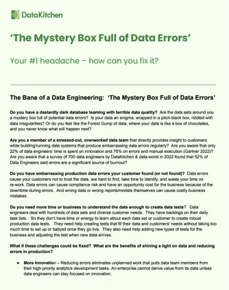 DataOps TestGen – ‘Mystery Box Full Of Data Errors’